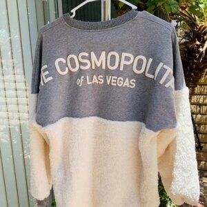 Cute cream and gray fuzzy long sleeve from Cosmopolitan Casino in Las Vegas  SZ